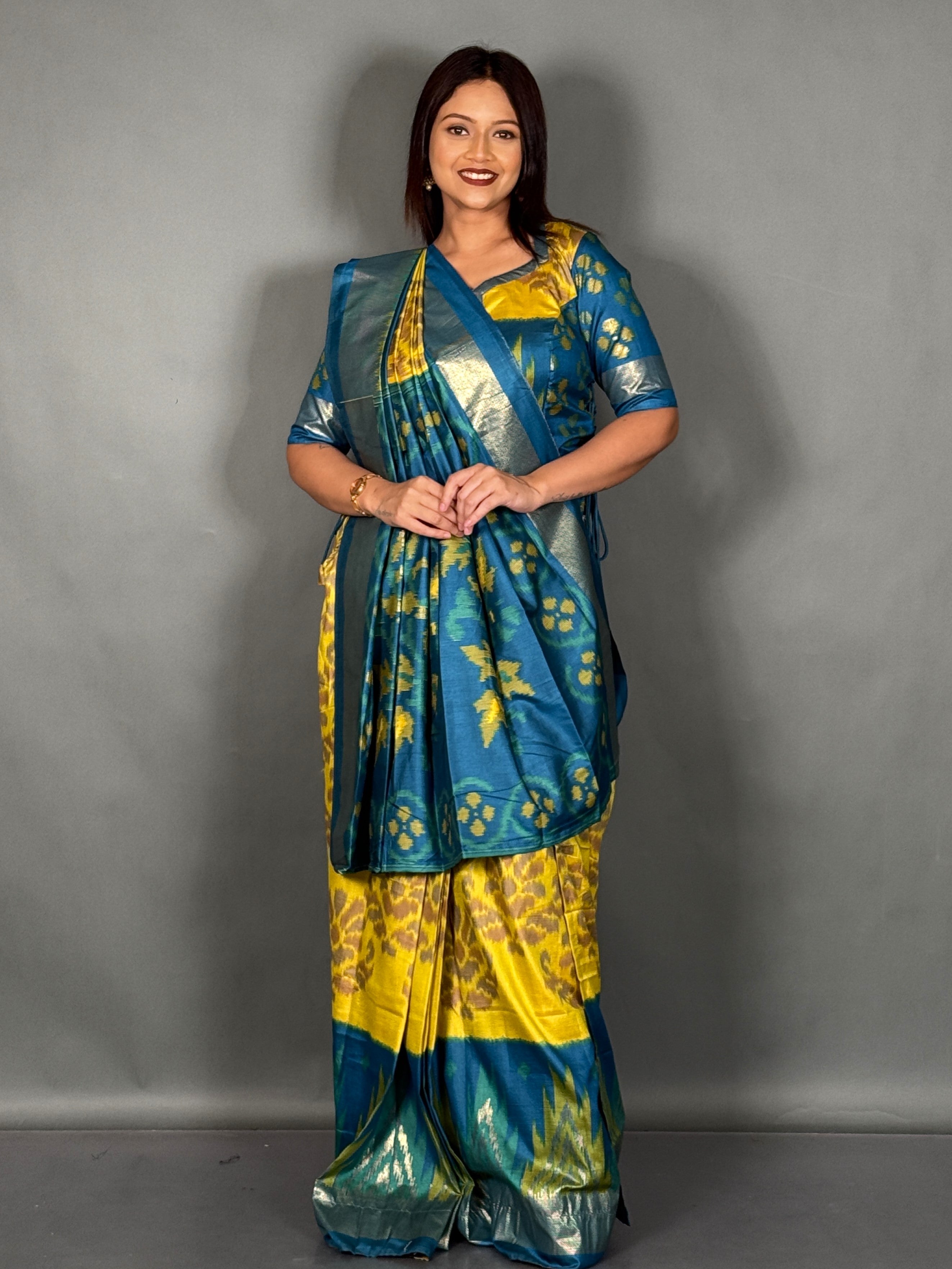 Emerald Breeze Plus Size Patola Insta Saree Set