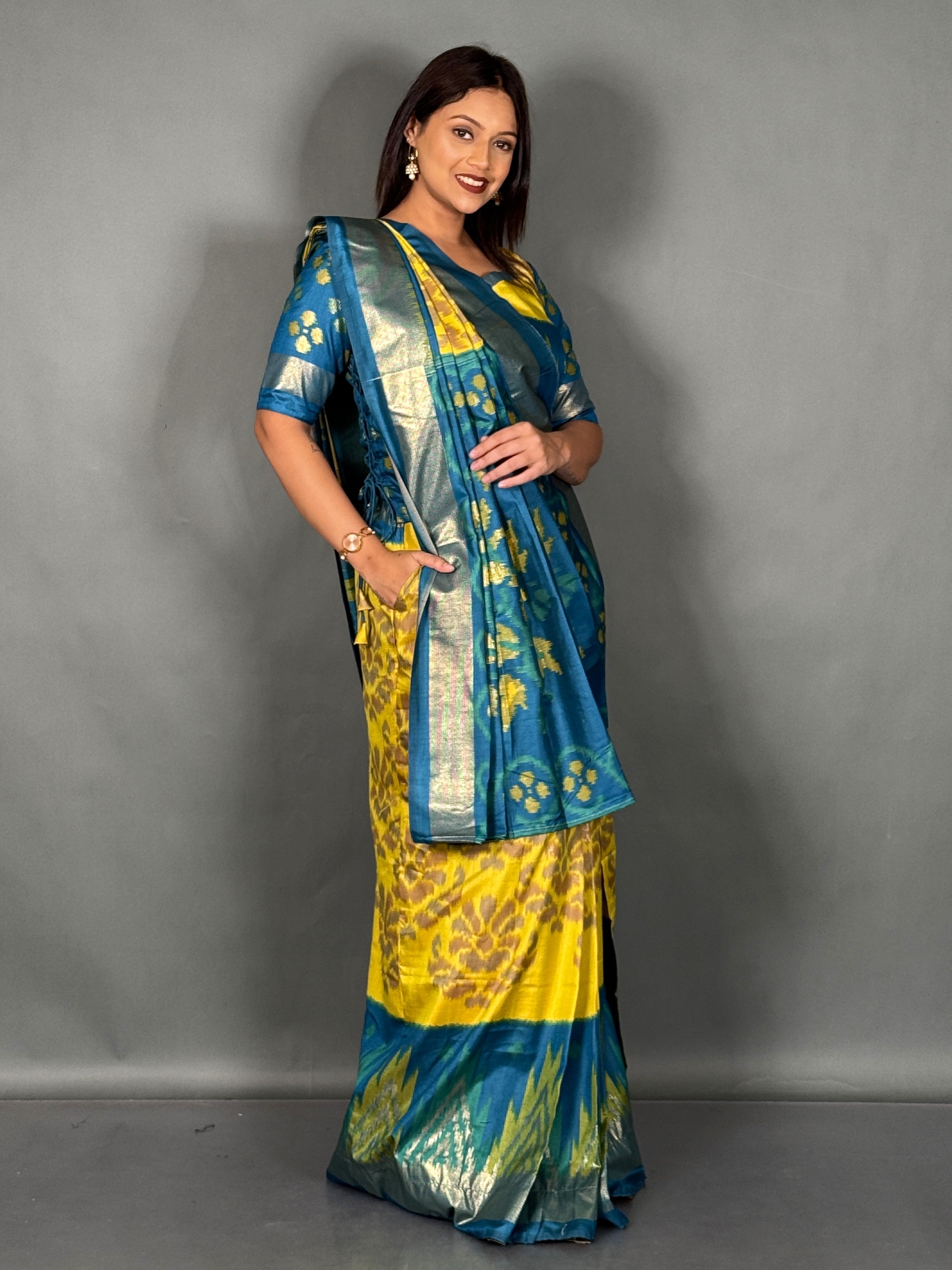 Emerald Breeze Plus Size Patola Insta Saree Set