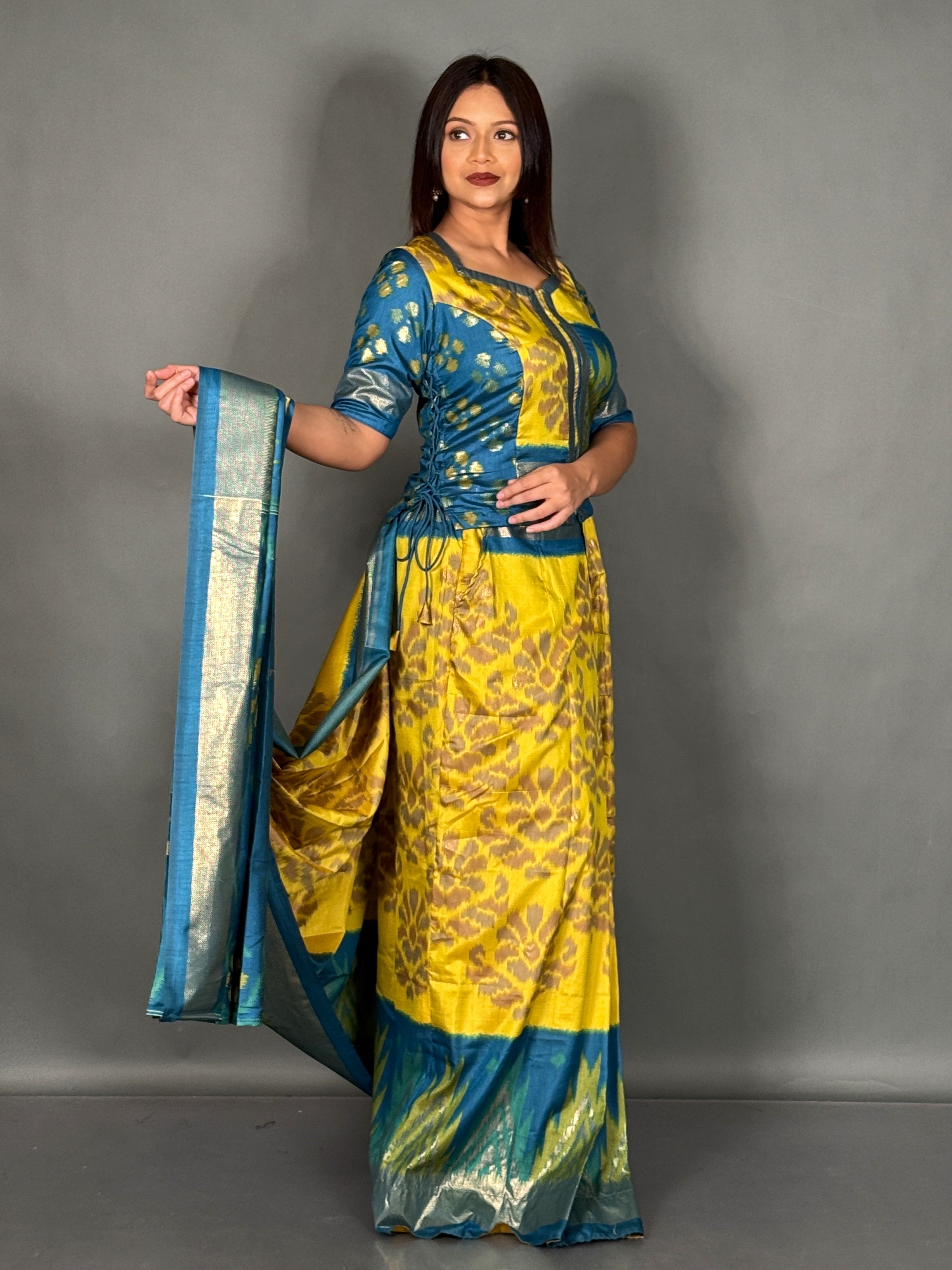 Emerald Breeze Plus Size Patola Insta Saree Set