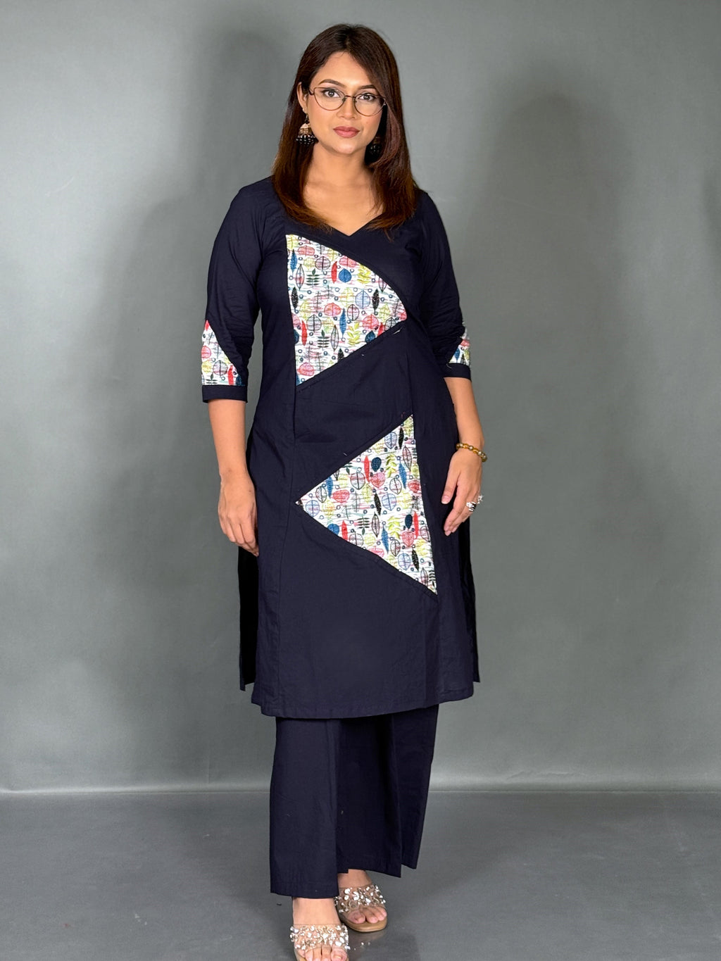 Indigo Bloom Embroidered Cotton Co-ord Set