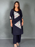 Indigo Bloom Embroidered Cotton Co-ord Set