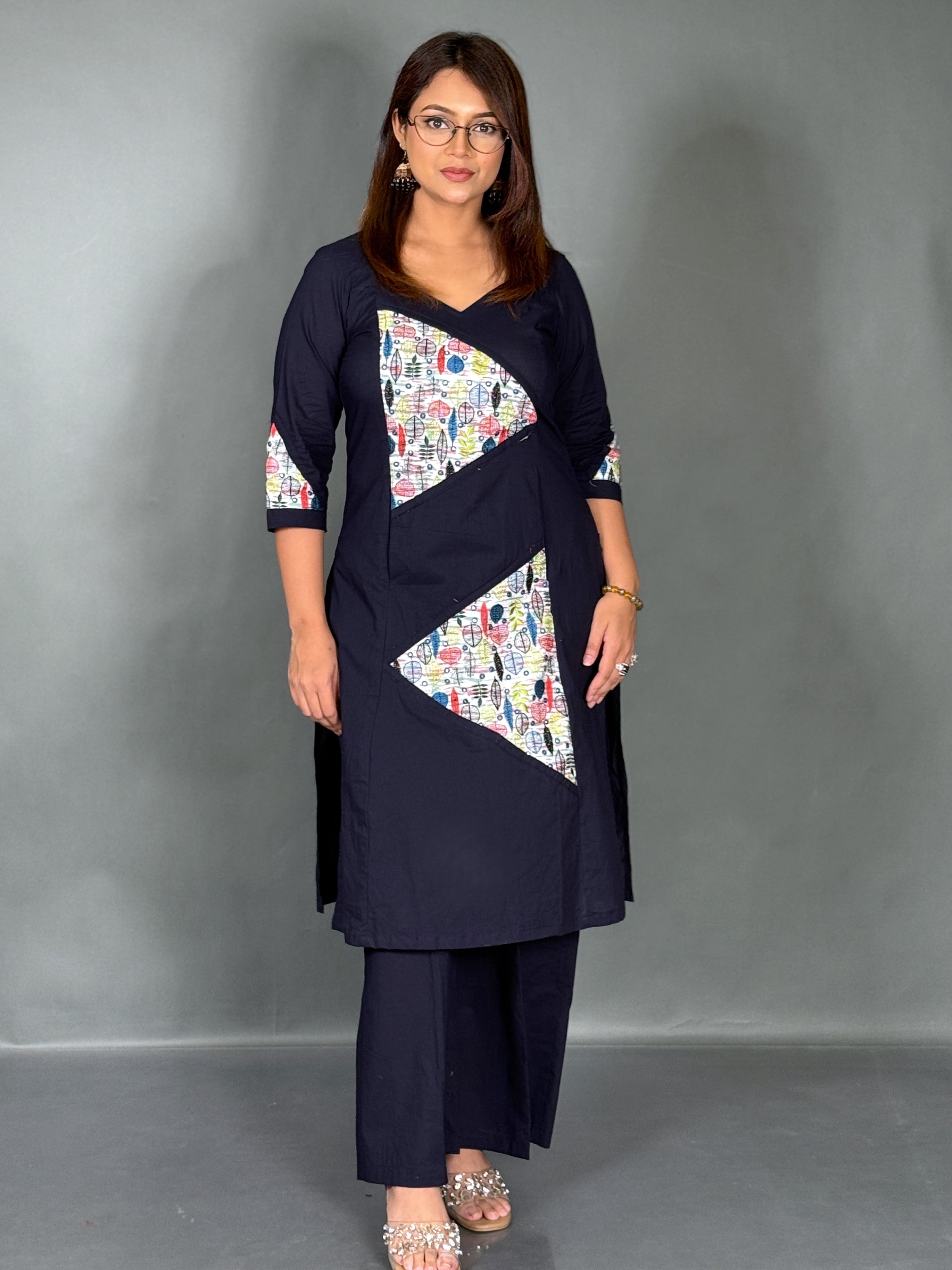 Indigo Bloom Embroidered Cotton Co-ord Set
