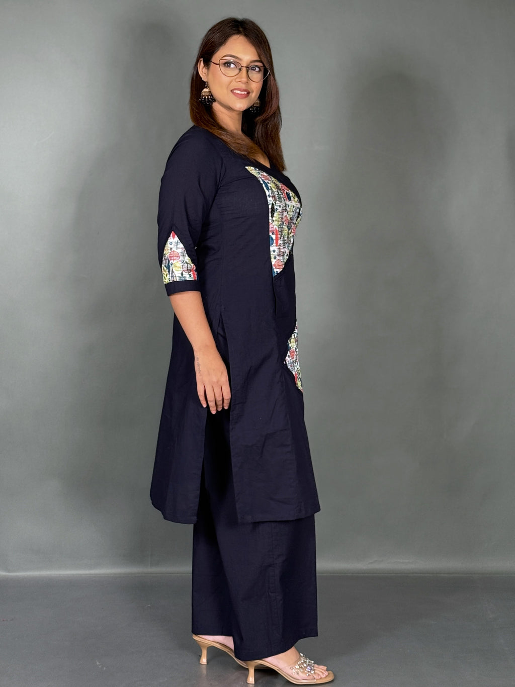 Indigo Bloom Embroidered Cotton Co-ord Set