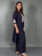 Indigo Bloom Embroidered Cotton Co-ord Set