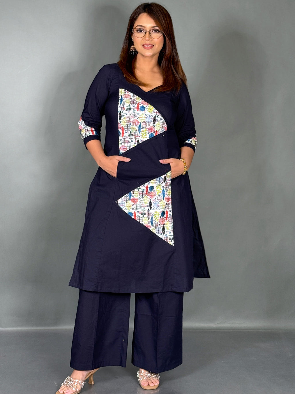 Indigo Bloom Embroidered Cotton Co-ord Set