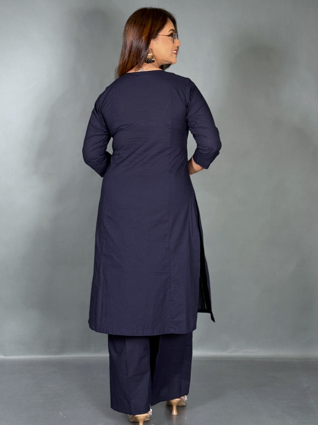 Indigo Bloom Embroidered Cotton Co-ord Set