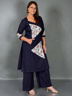 Indigo Bloom Embroidered Cotton Co-ord Set