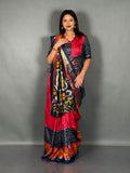 Tomato Red Semi Silk Patola Ready-to-Wear Saree Set