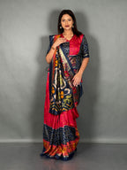 Plus Size Elegant Patola Print Insta Saree Set