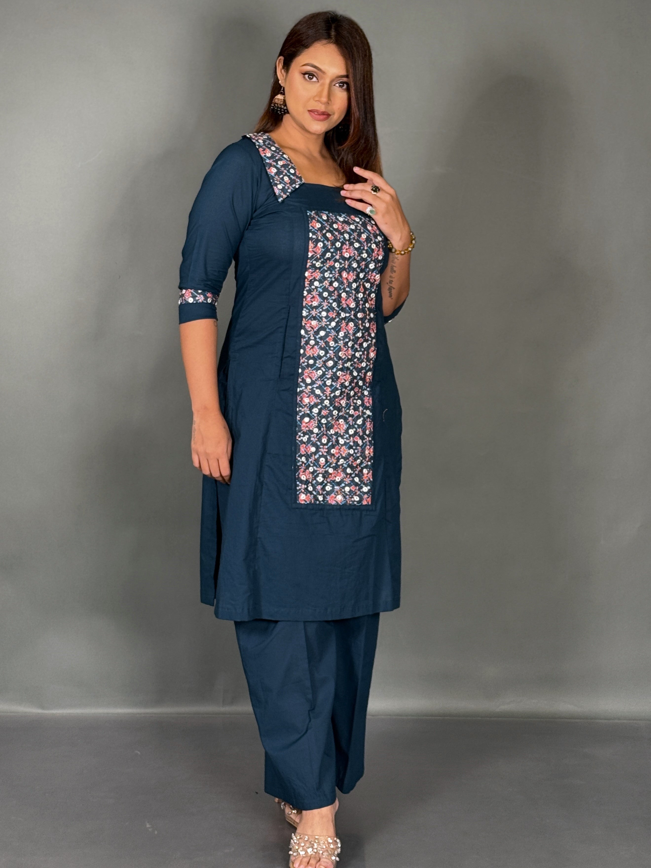 Navy Royale Lambani  Cotton Co-ord Set