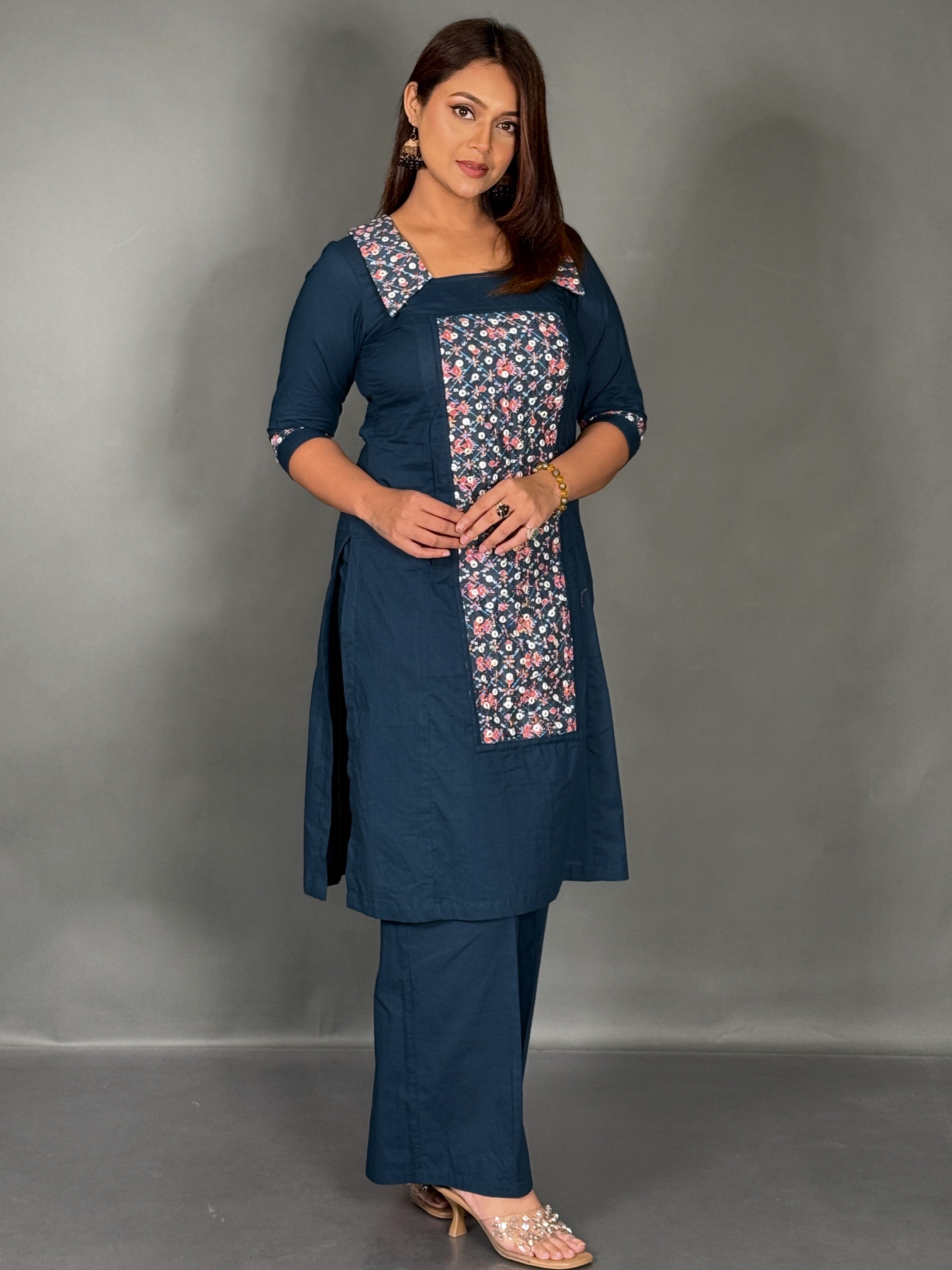 Navy Royale Lambani  Cotton Co-ord Set