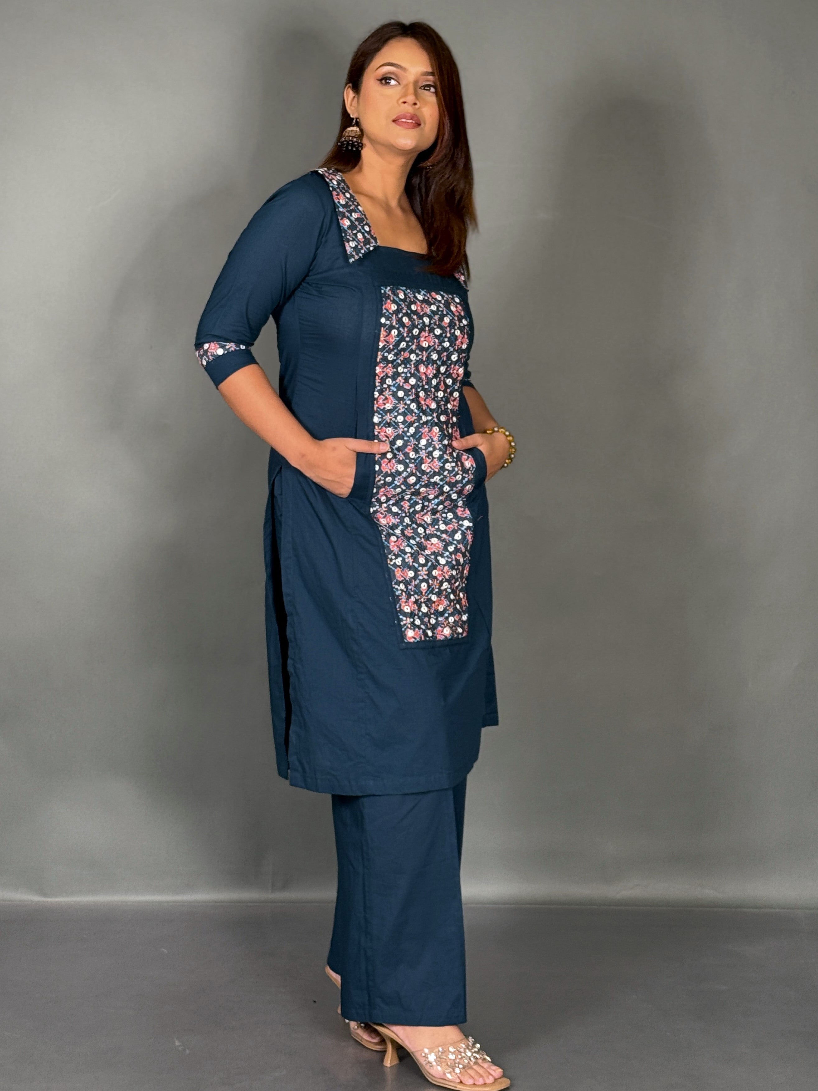 Navy Royale Lambani  Cotton Co-ord Set