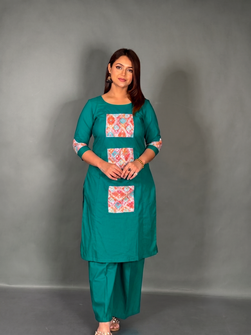 Rama Green Pure Cotton Lambani Co-Ord Set