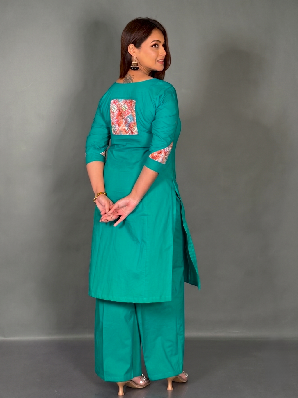 Rama Green Pure Cotton Lambani Co-Ord Set