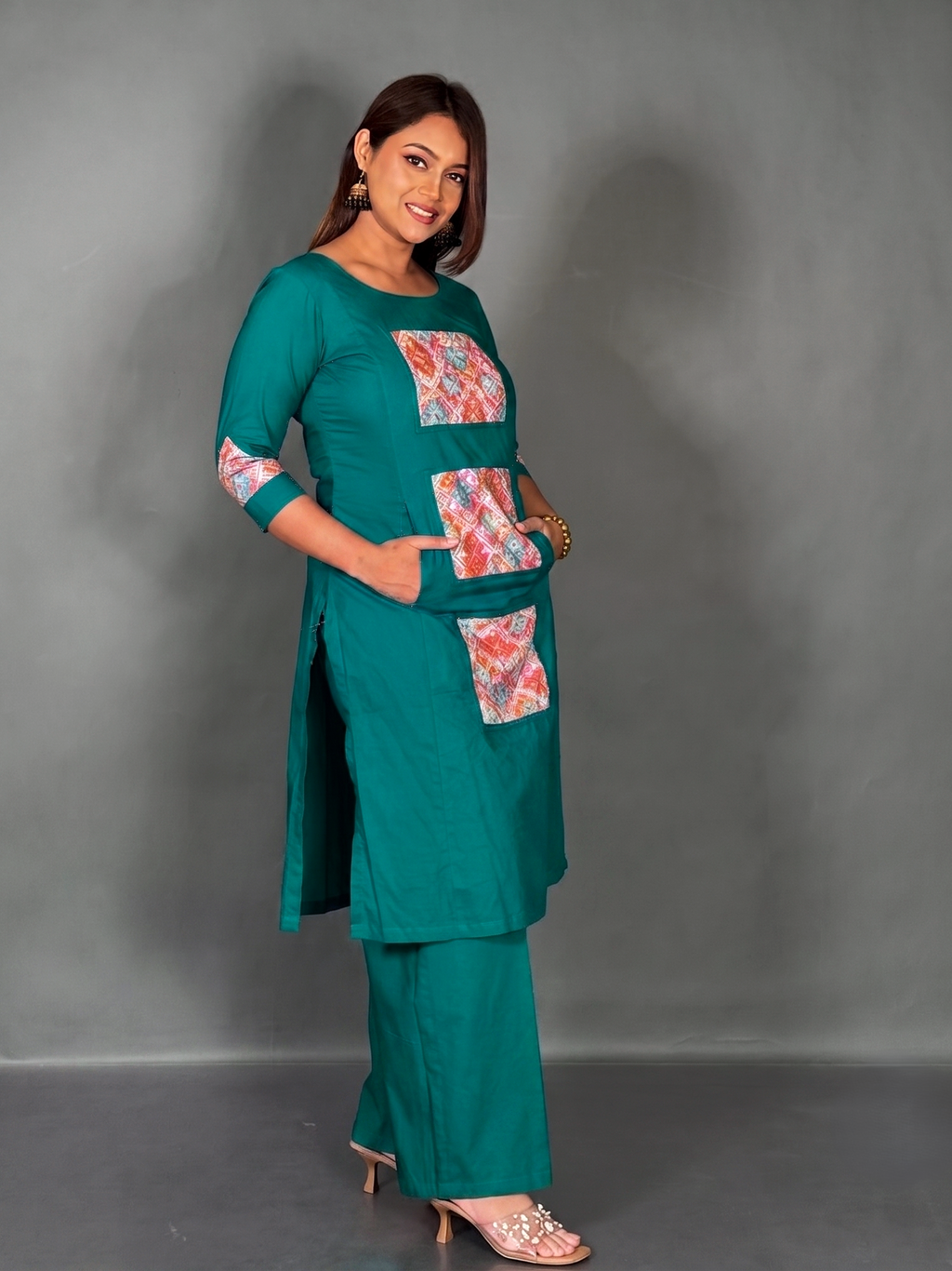 Rama Green Pure Cotton Lambani Co-Ord Set