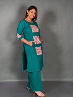 Rama Green Pure Cotton Lambani Co-Ord Set