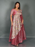 Elegant Onion Pink Tissue Organza Fusion Lehenga Set