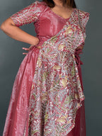 Elegant Onion Pink Tissue Organza Fusion Lehenga Set