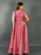 Elegant Onion Pink Tissue Organza Fusion Lehenga Set
