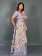 Ethereal Powder Lilac Tissue Organza Fusion Lehenga Set