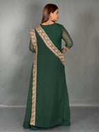 Emerald Green Embroidered Fusion Gown with Dupatta