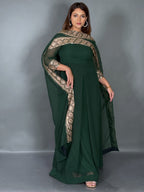 Emerald Green Embroidered Fusion Gown with Dupatta