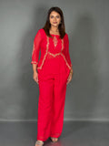 Radiant Rose Embroidered Georgette Co-Ord Set