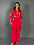 Radiant Rose Embroidered Georgette Co-Ord Set