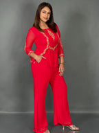 Radiant Rose Embroidered Georgette Co-Ord Set