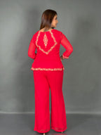 Radiant Rose Embroidered Georgette Co-Ord Set