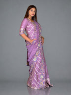 Royal Lavender Heritage Embroidered Insta Saree