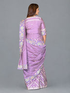 Royal Lavender Heritage Embroidered Insta Saree