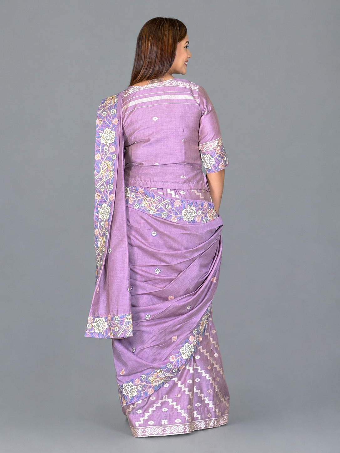 Royal Lavender Heritage Embroidered Insta Saree