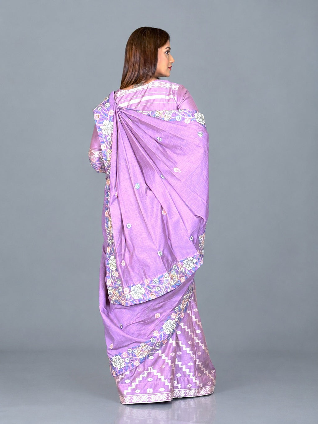 Royal Lavender Heritage Embroidered Insta Saree