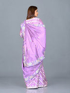 Royal Lavender Heritage Embroidered Insta Saree