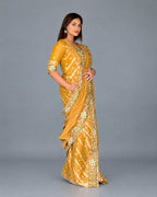 Golden Muga Tussar Embroidered Insta Saree Set