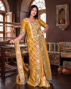 Golden Muga Tussar Embroidered Insta Saree Set