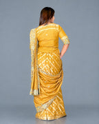 Golden Muga Tussar Embroidered Insta Saree Set