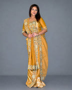 Golden Muga Tussar Embroidered Insta Saree Set