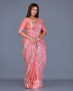 Peach Petal Embroidered Insta Saree Set