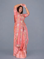 Peach Petal Embroidered Insta Saree Set