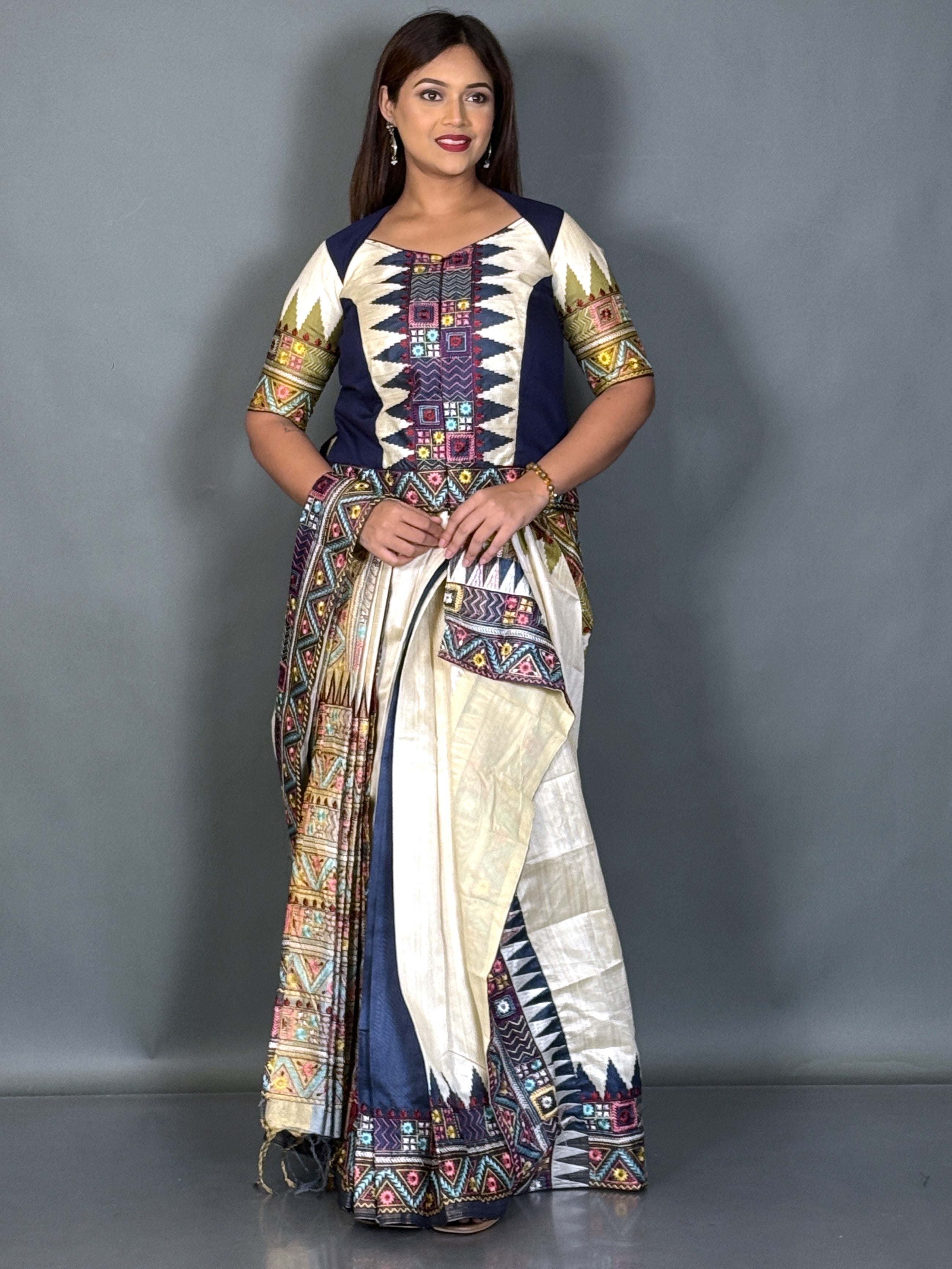 Desert Loom Lambani Semi Motka Tussar Insta Saree