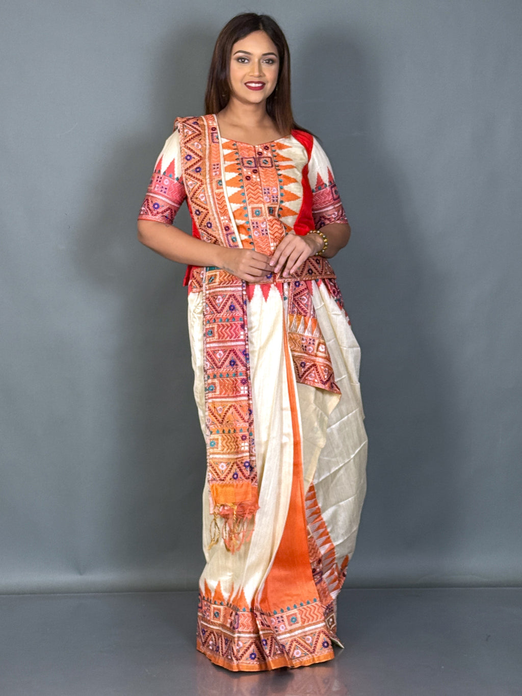 Crimson Heritage Lambani Semi Motka Tussar Insta Saree