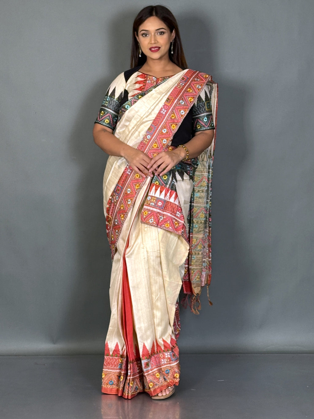 Midnight Heritage Lambani Semi Motka Tussar Insta Saree