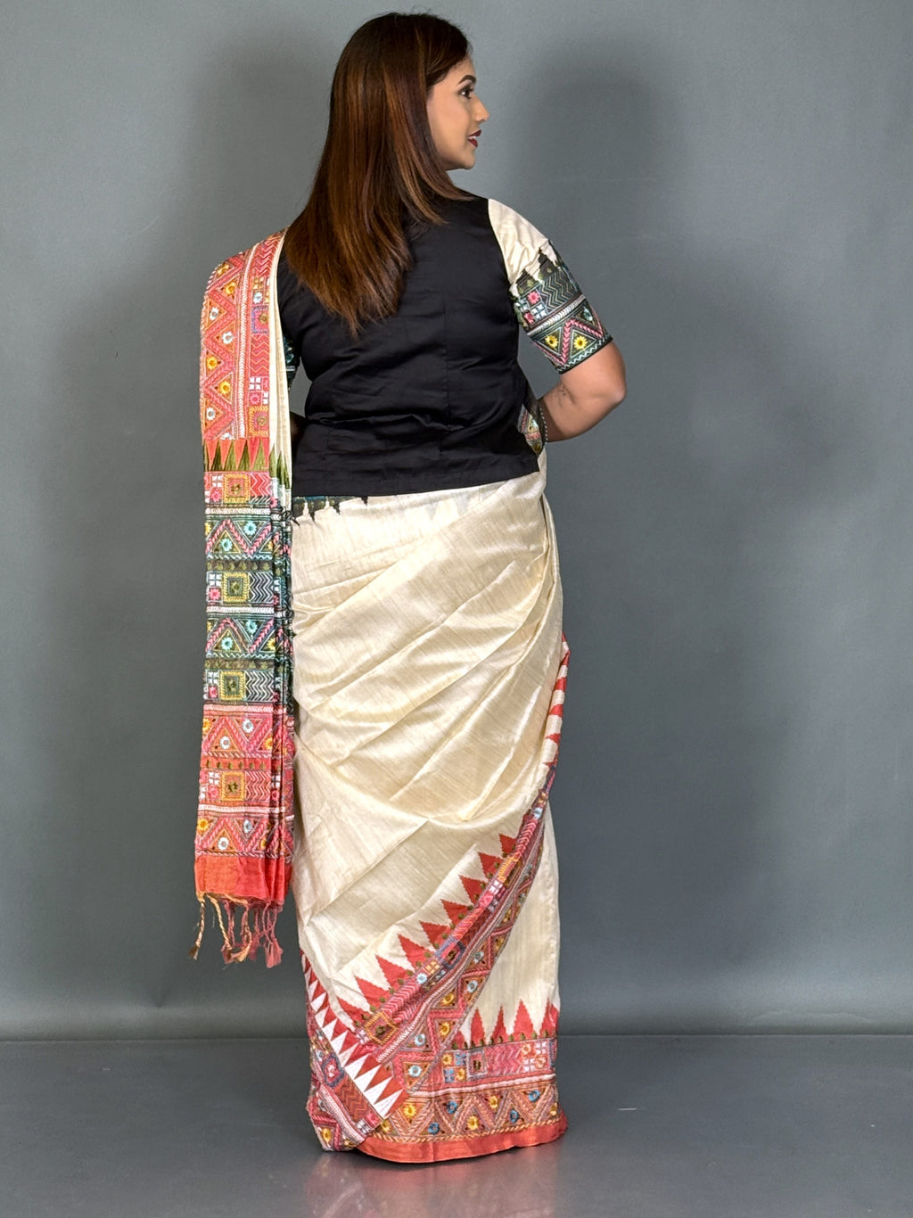 Midnight Heritage Lambani Semi Motka Tussar Insta Saree