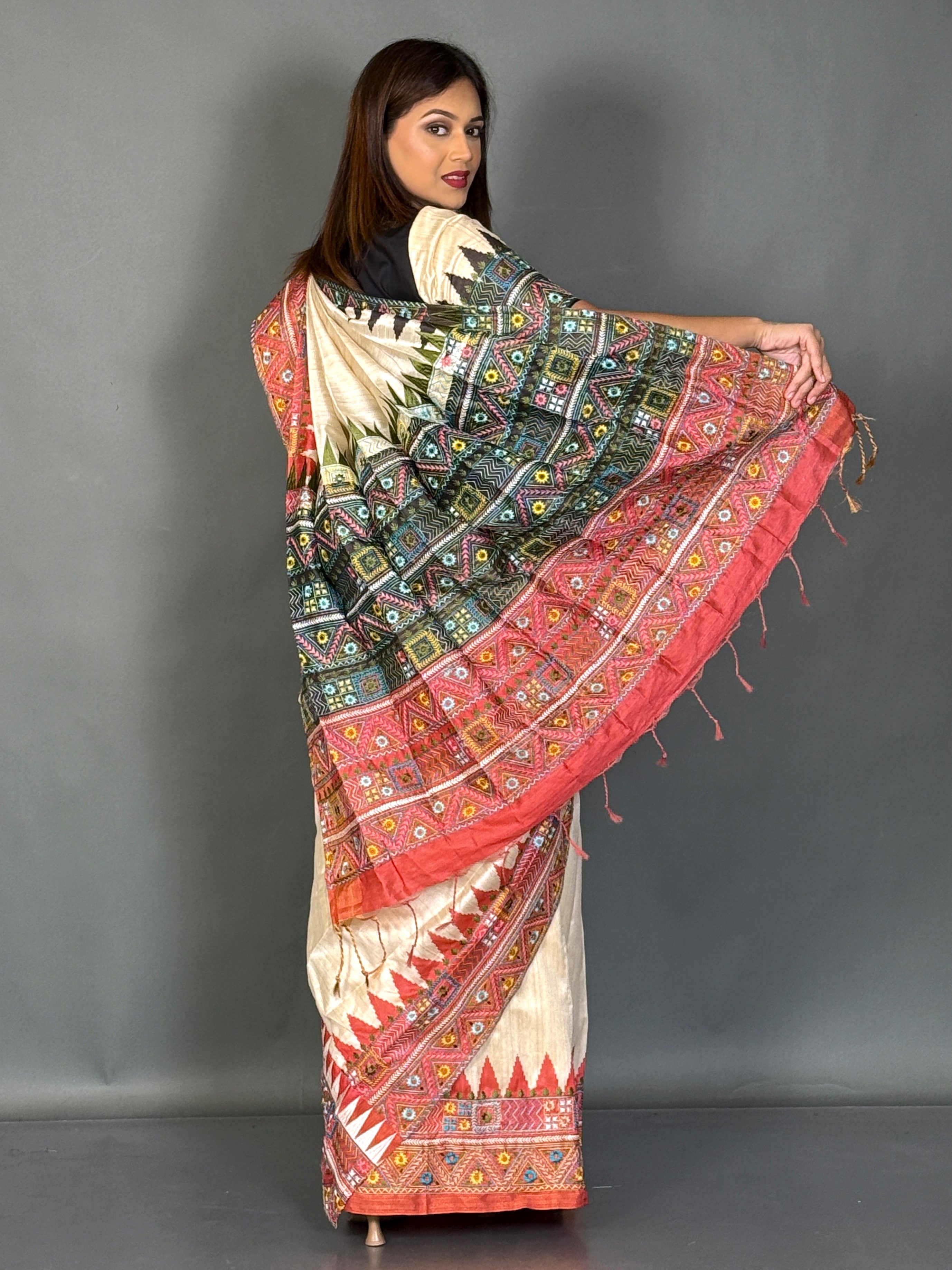 Midnight Heritage Lambani Semi Motka Tussar Insta Saree