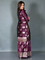 Wine Charm Designer Jacket & Saree Skirt Fusion Set