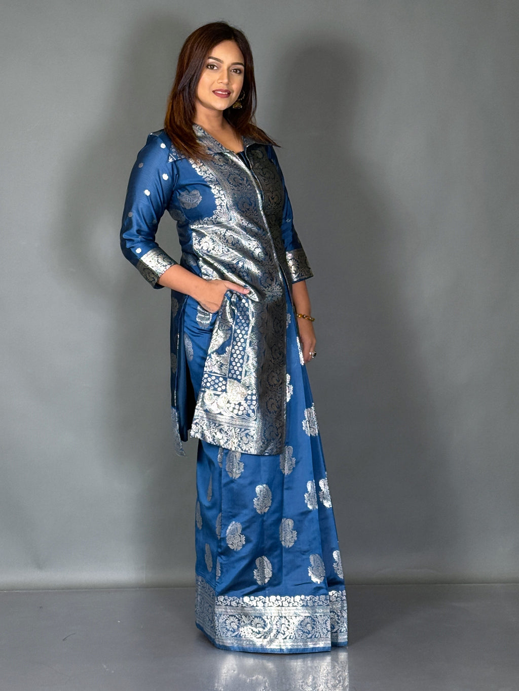 Mayura Grace Peacock Blue Fusion Set