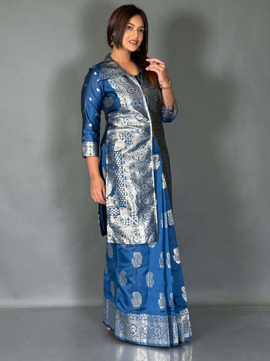 Mayura Grace Peacock Blue Fusion Set