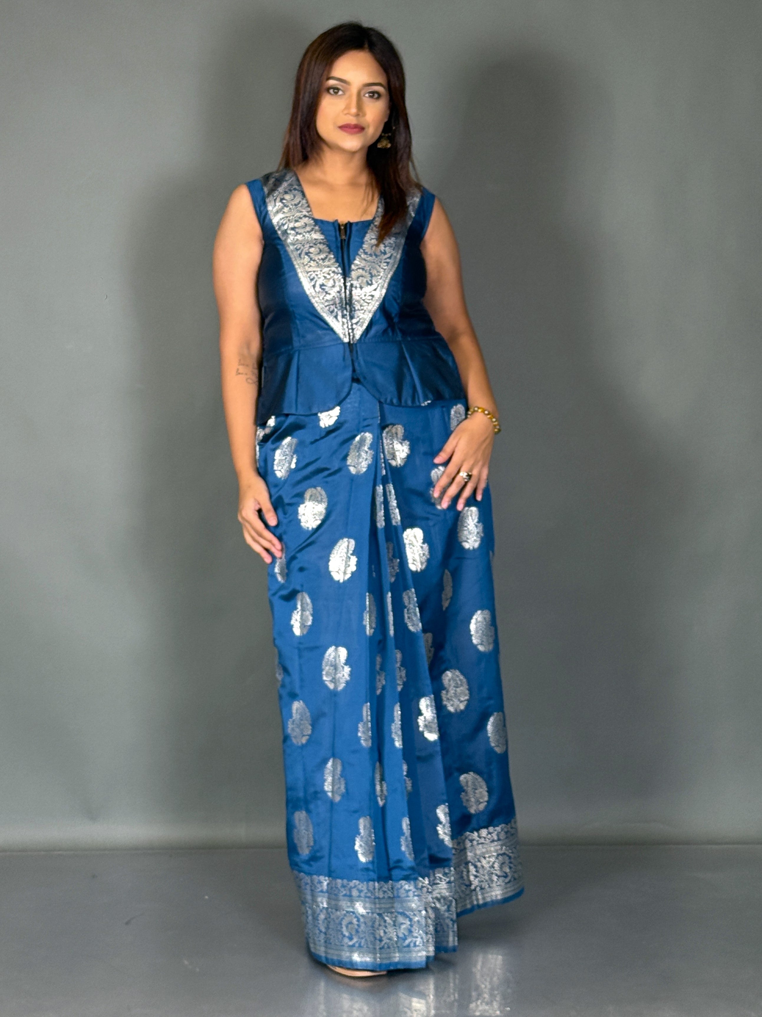 Mayura Grace Peacock Blue Fusion Set